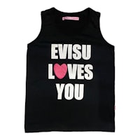 a black tank top that says evsu loves you