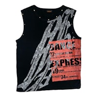 a black tank top with a sequin design on it